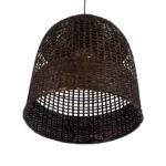 GloboStar® BORA-BORA 01736 Boho Κρεμαστό Φωτιστικό Καμπάνα Μονόφωτο 1 x E27 IP20 Καφέ Ξύλο - Μ42 x Π42 x Y44cm - Image 5