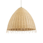 GloboStar® AQUATIC 01743 Boho Κρεμαστό Φωτιστικό Καμπάνα Μονόφωτο 1 x E27 IP20 Μπεζ Ξύλο - Μ60 x Π60 x Υ60cm