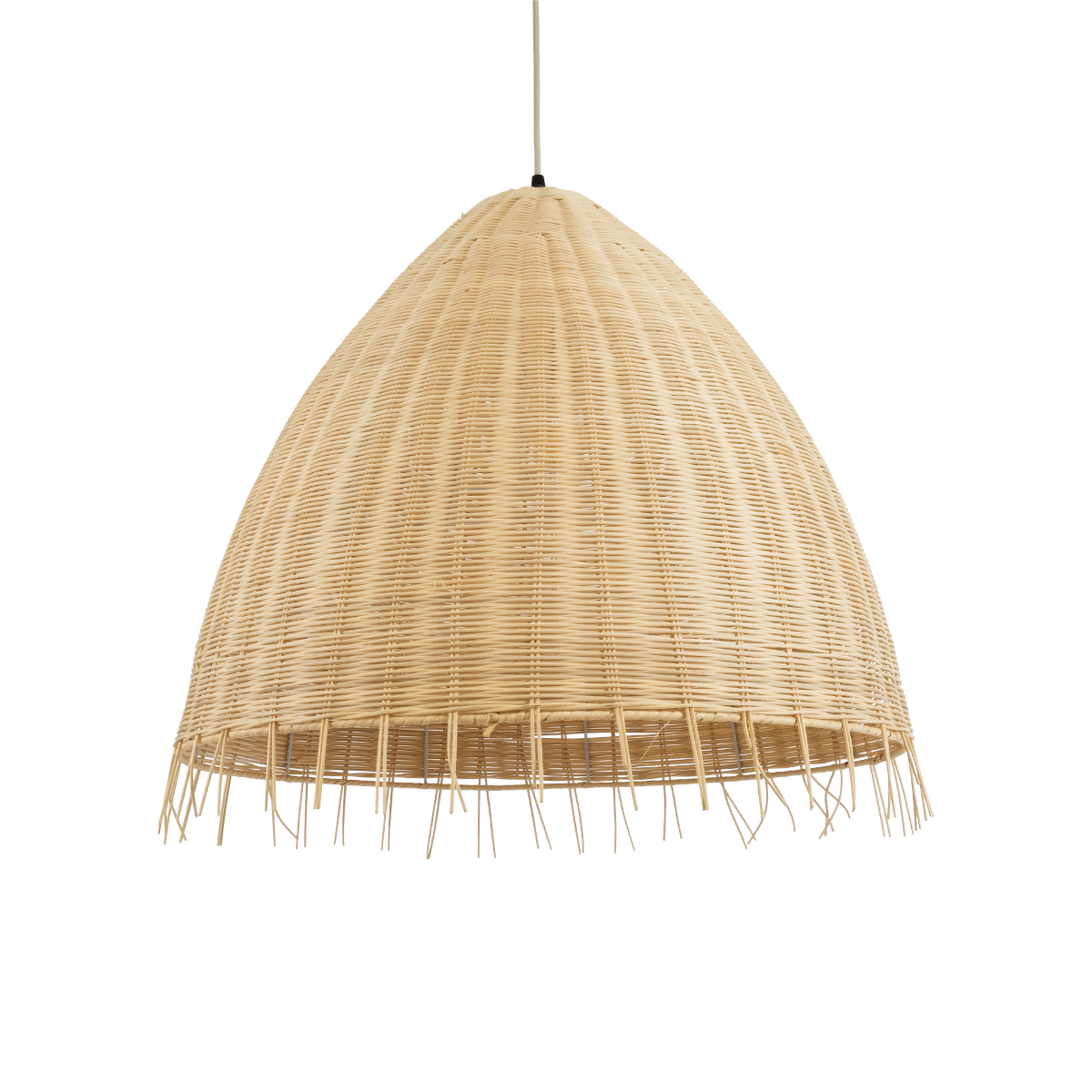 GloboStar® AQUATIC 01743 Boho Κρεμαστό Φωτιστικό Καμπάνα Μονόφωτο 1 x E27 IP20 Μπεζ Ξύλο - Μ60 x Π60 x Υ60cm