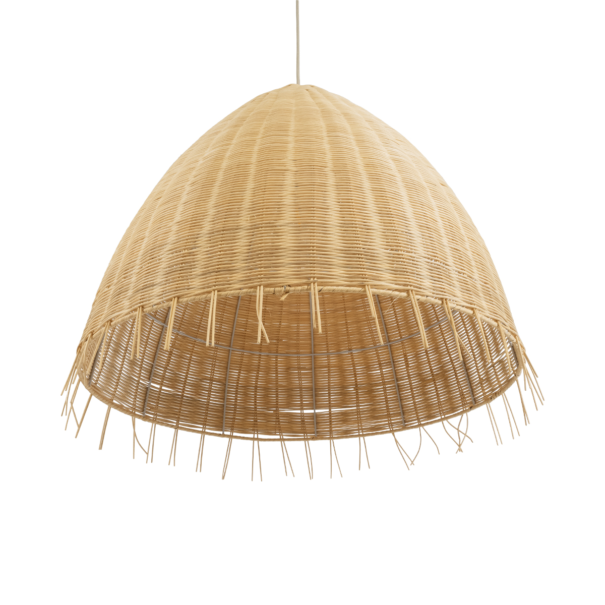 GloboStar® AQUATIC 01743 Boho Κρεμαστό Φωτιστικό Καμπάνα Μονόφωτο 1 x E27 IP20 Μπεζ Ξύλο - Μ60 x Π60 x Υ60cm - Image 5