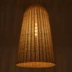 GloboStar® FAROL 01746 Boho Κρεμαστό Φωτιστικό Καμπάνα Μονόφωτο 1 x E27 IP20 Μπεζ Ξύλο - Μ60 x Π60 x Y100cm - Image 2