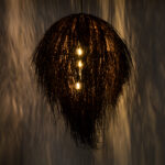 GloboStar® ARCHIPELAGO 01750 Boho Κρεμαστό Φωτιστικό Πλέγμα Μονόφωτο 1 x E27 IP20 Καφέ Ξύλο - Μ40 x Π40 x Υ63cm - Image 2