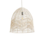 GloboStar® ALOHA 01751 Boho Κρεμαστό Φωτιστικό Καμπάνα Μονόφωτο 1 x E27 IP20 Μπεζ Σχοινί - Μ45 x Π45 x Y48cm