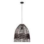 GloboStar® ALOHA 01752 Boho Κρεμαστό Φωτιστικό Καμπάνα Μονόφωτο 1 x E27 IP20 Καφέ Σχοινί - Μ43 x Π43 x Y46cm - Image 3