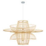 GloboStar® BALI 01758 Boho Κρεμαστό Φωτιστικό Πλέγμα Μονόφωτο 1 x E27 IP20 Μπεζ Ξύλο - Μ100 x Π100 x Υ60cm - Image 3