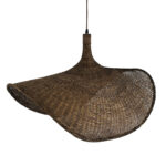 GloboStar® CUBA 01768 Boho Κρεμαστό Φωτιστικό Ανάρτηση Μονόφωτο 1 x E27 IP20 Καφέ Ξύλο - Μ80 x Π80 x Y49cm - Image 6