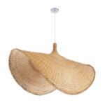 GloboStar® CUBA 01769 Boho Κρεμαστό Φωτιστικό Ανάρτηση Μονόφωτο 1 x E27 IP20 Μπεζ Ξύλο - Μ100 x Π100 x Υ55cm - Image 3