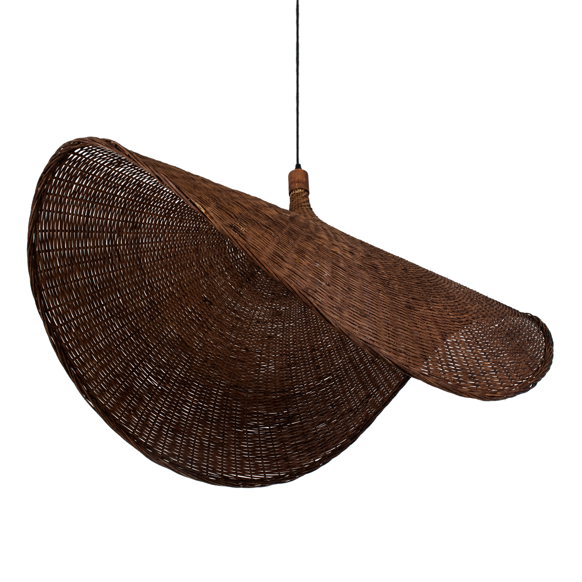 GloboStar® CUBA 01770 Boho Κρεμαστό Φωτιστικό Ανάρτηση Μονόφωτο 1 x E27 IP20 Καφέ Ξύλο - Μ100 x Π100 x Y55cm - Image 5