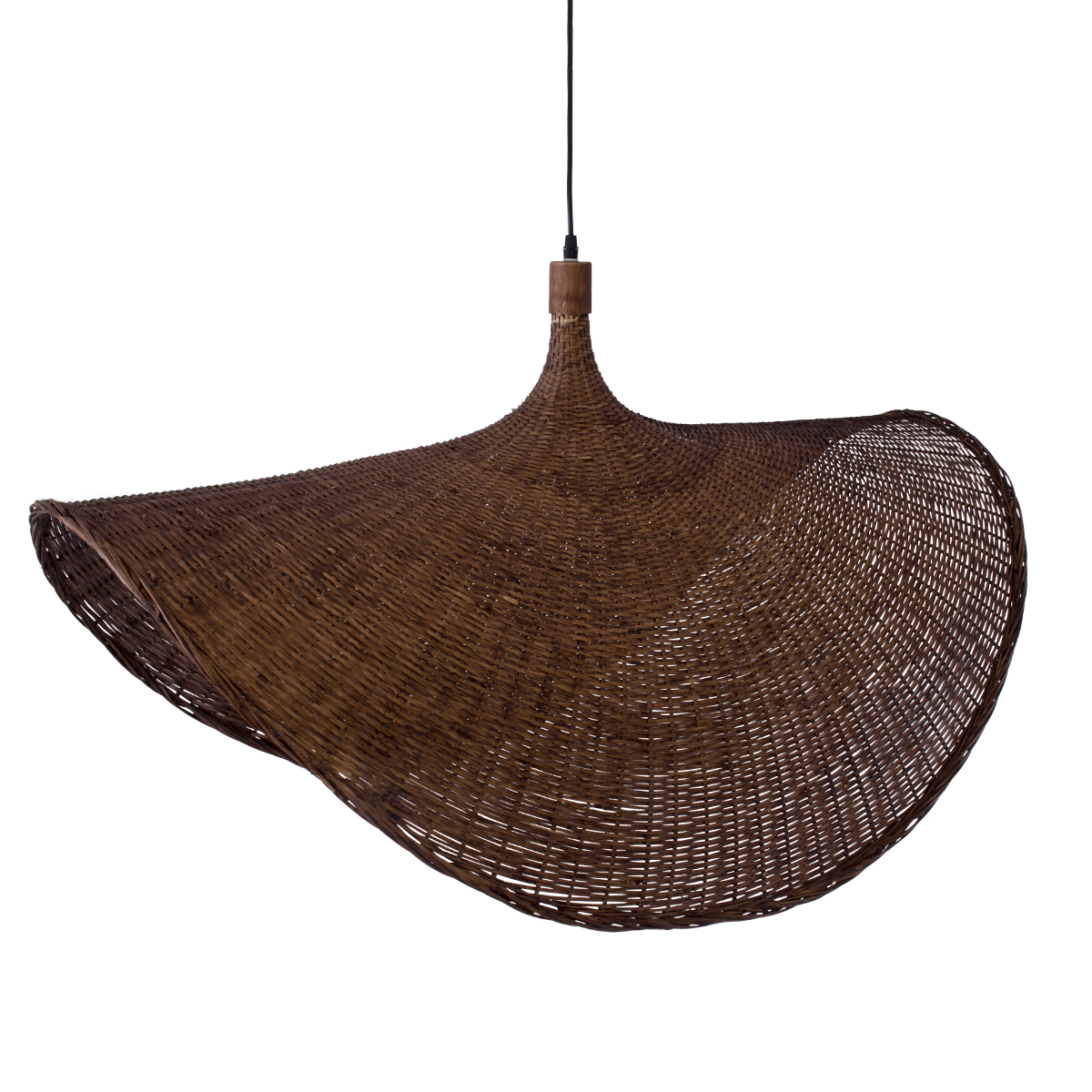 GloboStar® CUBA 01770 Boho Κρεμαστό Φωτιστικό Ανάρτηση Μονόφωτο 1 x E27 IP20 Καφέ Ξύλο - Μ100 x Π100 x Y55cm - Image 6