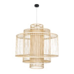 GloboStar® HIBISCUS 01780 Boho Κρεμαστό Φωτιστικό Πλέγμα Μονόφωτο 1 x E27 IP20 Μπεζ Ξύλο - Μ100 x Π100 x Y100cm - Image 3