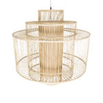 GloboStar® HIBISCUS 01780 Boho Κρεμαστό Φωτιστικό Πλέγμα Μονόφωτο 1 x E27 IP20 Μπεζ Ξύλο - Μ100 x Π100 x Y100cm - Image 6