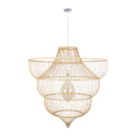 GloboStar® HIBISCUS 01781 Boho Κρεμαστό Φωτιστικό Πλέγμα Μονόφωτο 1 x E27 IP20 Μπεζ Ξύλο - Μ100 x Π100 x Υ100cm - Image 3