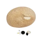 GloboStar® CARIBBEAN 01784 Μοντέρνο Κρεμαστό Φωτιστικό Πλέγμα Μονόφωτο 1 x E27 IP20 Μπεζ Ξύλο - Μ80 x Π80 x Υ35cm - Image 9