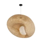 GloboStar® CARIBBEAN 01784 Μοντέρνο Κρεμαστό Φωτιστικό Πλέγμα Μονόφωτο 1 x E27 IP20 Μπεζ Ξύλο - Μ80 x Π80 x Υ35cm - Image 2