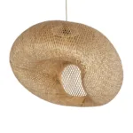 GloboStar® CARIBBEAN 01784 Μοντέρνο Κρεμαστό Φωτιστικό Πλέγμα Μονόφωτο 1 x E27 IP20 Μπεζ Ξύλο - Μ80 x Π80 x Υ35cm - Image 3