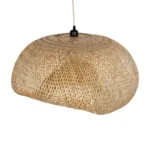 GloboStar® CARIBBEAN 01784 Μοντέρνο Κρεμαστό Φωτιστικό Πλέγμα Μονόφωτο 1 x E27 IP20 Μπεζ Ξύλο - Μ80 x Π80 x Υ35cm - Image 5