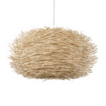 GloboStar® MINORCA 01786 Boho Κρεμαστό Φωτιστικό Πλέγμα Μονόφωτο 1 x E27 IP20 Μπεζ Ξύλο - Μ100 x Π100 x Υ45cm