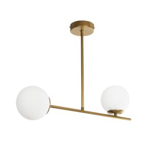 GLOBOSTAR® GLOBUS 201-0119 Μοντέρνο Φωτιστικό Οροφής με Ντουί 2 x E27 AC 220-240V IP20 - Χρυσό & Λευκό - Μ65 x Π15 x Υ623cm