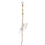 GloboStar® APES 01802 Μοντέρνο Κρεμαστό Φωτιστικό Φιγούρα Μονόφωτο 1 x E27 IP20 Λευκό Πλαστικό με Μπεζ Σχοινί - Μ26 x Π28 x Υ69cm - Image 3