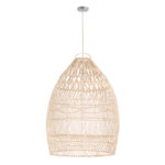 GloboStar® MALIBU 01810 Boho Κρεμαστό Φωτιστικό Καμπάνα Μονόφωτο 1 x E27 IP20 Μπεζ Ξύλο - Μ57 x Π57 x Υ75cm - Image 4