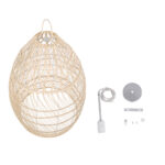 GloboStar® MALIBU 01810 Boho Κρεμαστό Φωτιστικό Καμπάνα Μονόφωτο 1 x E27 IP20 Μπεζ Ξύλο - Μ57 x Π57 x Υ75cm - Image 9
