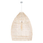 GloboStar® MALIBU 01811 Boho Κρεμαστό Φωτιστικό Καμπάνα Μονόφωτο 1 x E27 IP20 Μπεζ Ξύλο - Μ76 x Π76 x Υ100cm - Image 4