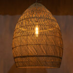 GloboStar® MALIBU 01812 Boho Κρεμαστό Φωτιστικό Καμπάνα Μονόφωτο 1 x E27 IP20 Μπεζ Ξύλο - Μ95 x Π95 x Υ125cm - Image 2