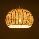 GloboStar® RAITO 01824 Boho Κρεμαστό Φωτιστικό Καμπάνα Μονόφωτο 1 x E27 IP20 Μπεζ Ξύλο - Μ40 x Π40 x Υ25cm - Image 2