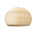 GloboStar® RAITO 01825 Boho Κρεμαστό Φωτιστικό Καμπάνα Μονόφωτο 1 x E27 IP20 Μπεζ Ξύλο - Μ60 x Π60 x Υ40cm