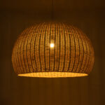 GloboStar® RAITO 01826 Boho Κρεμαστό Φωτιστικό Καμπάνα Μονόφωτο 1 x E27 IP20 Μπεζ Ξύλο - Μ100 x Π100 x Υ63cm - Image 2