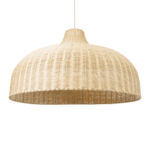 GloboStar® AFURU 01829 Boho Κρεμαστό Φωτιστικό Καμπάνα Μονόφωτο 1 x E27 IP20 Μπεζ Ξύλο - Μ100 x Π100 x Υ60cm