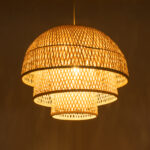GloboStar® HIROKA 01836 Boho Κρεμαστό Φωτιστικό Πλέγμα Μονόφωτο 1 x E27 IP20 Μπεζ Ξύλο - Μ60 x Π60 x Υ50cm - Image 2