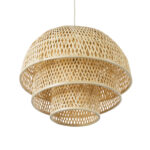 GloboStar® HIROKA 01836 Boho Κρεμαστό Φωτιστικό Πλέγμα Μονόφωτο 1 x E27 IP20 Μπεζ Ξύλο - Μ60 x Π60 x Υ50cm - Image 5