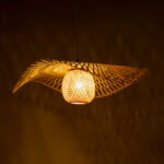 GloboStar® CINNABAR 01837 Boho Κρεμαστό Φωτιστικό Πλέγμα Μονόφωτο 1 x E27 IP20 Μπεζ Ξύλο - Μ75 x Π75 x Υ21cm - Image 2