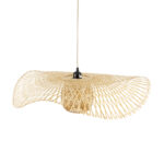 GloboStar® CINNABAR 01837 Boho Κρεμαστό Φωτιστικό Πλέγμα Μονόφωτο 1 x E27 IP20 Μπεζ Ξύλο - Μ75 x Π75 x Υ21cm - Image 6