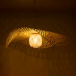 GloboStar® CINNABAR 01838 Boho Κρεμαστό Φωτιστικό Πλέγμα Μονόφωτο 1 x E27 IP20 Μπεζ Ξύλο - Μ100 x Π100 x Υ21cm - Image 2