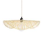 GloboStar® MELEMELE 01840 Boho Κρεμαστό Φωτιστικό Πλέγμα Μονόφωτο 1 x E27 IP20 Μπεζ Ξύλο - Μ50 x Π50 x Υ7cm - Image 4