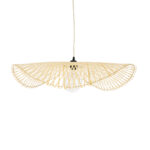 GloboStar® MELEMELE 01841 Boho Κρεμαστό Φωτιστικό Πλέγμα Μονόφωτο 1 x E27 IP20 Μπεζ Ξύλο - Μ75 x Π75 x Υ10cm - Image 4