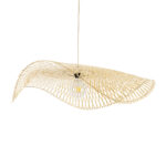 GloboStar® MELEMELE 01842 Boho Κρεμαστό Φωτιστικό Πλέγμα Μονόφωτο 1 x E27 IP20 Μπεζ Ξύλο - Μ100 x Π100 x Υ12cm