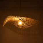 GloboStar® MELEMELE 01842 Boho Κρεμαστό Φωτιστικό Πλέγμα Μονόφωτο 1 x E27 IP20 Μπεζ Ξύλο - Μ100 x Π100 x Υ12cm - Image 2