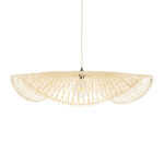 GloboStar® MELEMELE 01842 Boho Κρεμαστό Φωτιστικό Πλέγμα Μονόφωτο 1 x E27 IP20 Μπεζ Ξύλο - Μ100 x Π100 x Υ12cm - Image 4