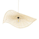 GloboStar® MELEMELE 01842 Boho Κρεμαστό Φωτιστικό Πλέγμα Μονόφωτο 1 x E27 IP20 Μπεζ Ξύλο - Μ100 x Π100 x Υ12cm - Image 5
