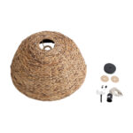 GloboStar® MANGATA 01847 Boho Κρεμαστό Φωτιστικό Καμπάνα Μονόφωτο 1 x E27 IP20 Μπεζ Ξύλο - Μ60 x Π60 x Υ28cm - Image 9