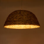 GloboStar® MANGATA 01847 Boho Κρεμαστό Φωτιστικό Καμπάνα Μονόφωτο 1 x E27 IP20 Μπεζ Ξύλο - Μ60 x Π60 x Υ28cm - Image 2
