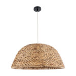 GloboStar® MANGATA 01847 Boho Κρεμαστό Φωτιστικό Καμπάνα Μονόφωτο 1 x E27 IP20 Μπεζ Ξύλο - Μ60 x Π60 x Υ28cm - Image 3