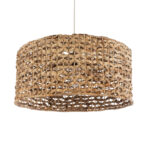 GloboStar® MANGATA 01849 Boho Κρεμαστό Φωτιστικό Καμπάνα Μονόφωτο 1 x E27 IP20 Καφέ Ξύλο - Μ60 x Π60 x Υ28cm