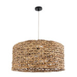 GloboStar® MANGATA 01849 Boho Κρεμαστό Φωτιστικό Καμπάνα Μονόφωτο 1 x E27 IP20 Καφέ Ξύλο - Μ60 x Π60 x Υ28cm - Image 3