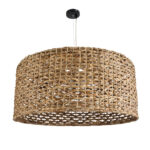 GloboStar® MANGATA 01850 Boho Κρεμαστό Φωτιστικό Καμπάνα Μονόφωτο 1 x E27 IP20 Καφέ Ξύλο - Μ90 x Π90 x Υ40cm - Image 3