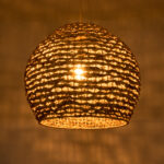 GloboStar® MANGATA 01851 Boho Κρεμαστό Φωτιστικό Καμπάνα Μονόφωτο 1 x E27 IP20 Καφέ Ξύλο - Μ60 x Π60 x Υ50cm - Image 2