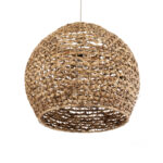 GloboStar® MANGATA 01851 Boho Κρεμαστό Φωτιστικό Καμπάνα Μονόφωτο 1 x E27 IP20 Καφέ Ξύλο - Μ60 x Π60 x Υ50cm - Image 5